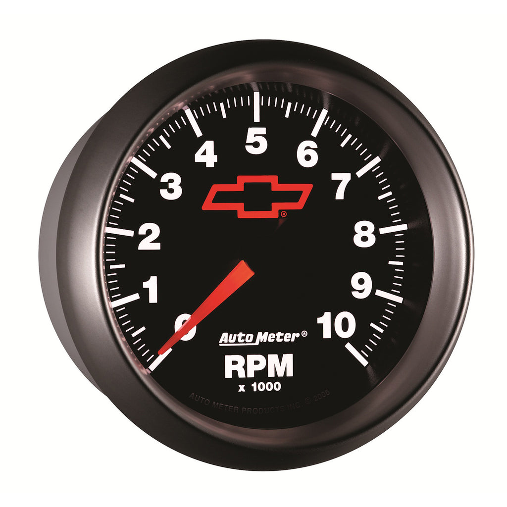 AutoMeter 3697-00406 GAUGE, TACHOMETER, 3 3/8", 10K RPM, IN-DASH, CHEVY RED BOWTIE, BLACK