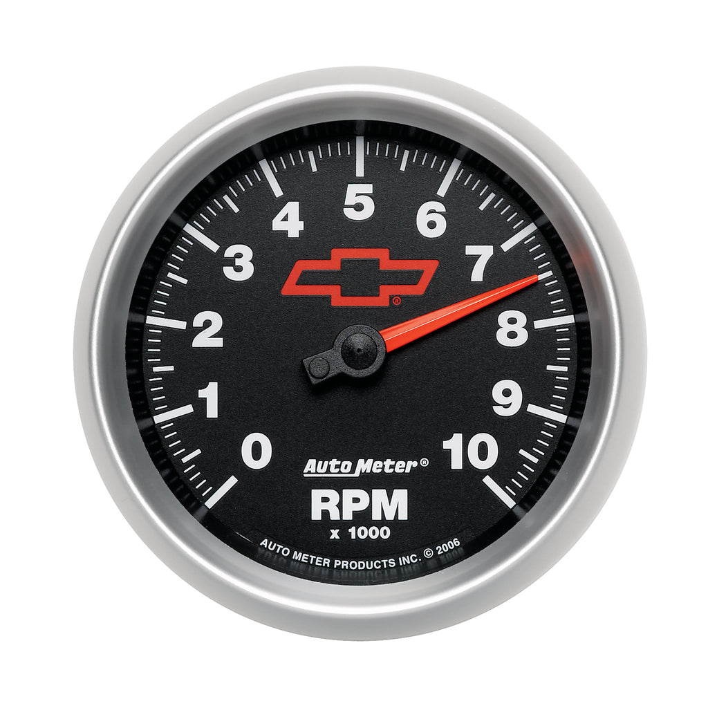 AutoMeter 3697-00406 GAUGE, TACHOMETER, 3 3/8", 10K RPM, IN-DASH, CHEVY RED BOWTIE, BLACK