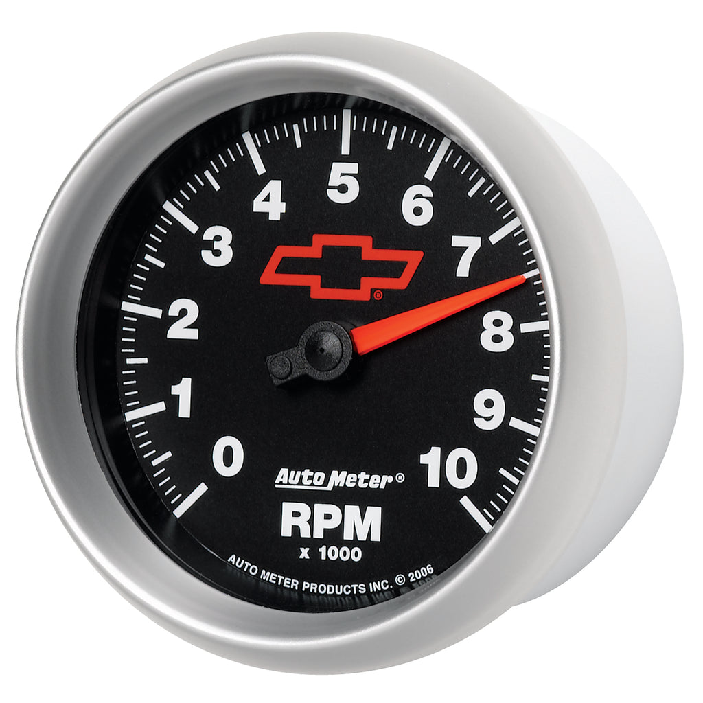 AutoMeter 3697-00406 GAUGE, TACHOMETER, 3 3/8", 10K RPM, IN-DASH, CHEVY RED BOWTIE, BLACK