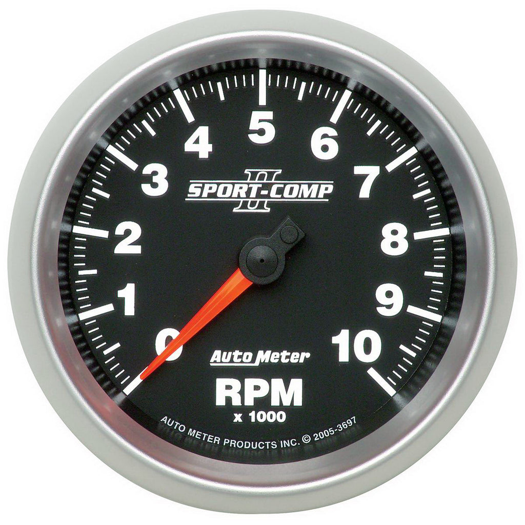 AutoMeter 3697 GAUGE, TACHOMETER, 3 3/8", 10K RPM, IN-DASH, SPORT-COMP II