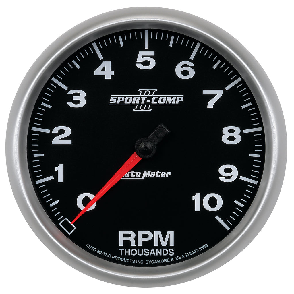AutoMeter 3698 GAUGE, TACHOMETER, 5", 10K RPM, IN-DASH, SPORT-COMP II
