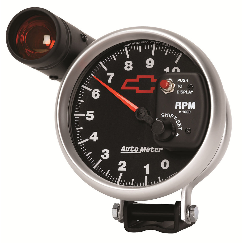 AutoMeter 3699-00406 GAGE, TACH, 5", 10K RPM, PED W/ EXT. SHIFT-LITE, CHEVY RED BOWTIE, BLACK