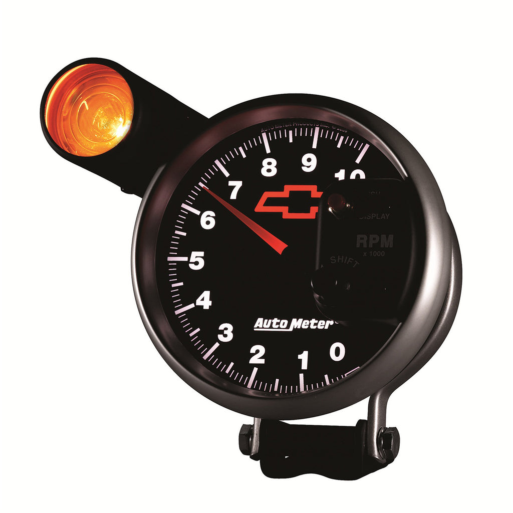 AutoMeter 3699-00406 GAGE, TACH, 5", 10K RPM, PED W/ EXT. SHIFT-LITE, CHEVY RED BOWTIE, BLACK