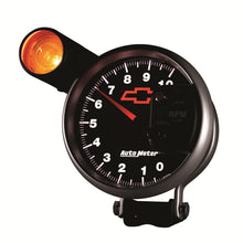 Load image into Gallery viewer, AutoMeter 3699-00406 GAGE, TACH, 5", 10K RPM, PED W/ EXT. SHIFT-LITE, CHEVY RED BOWTIE, BLACK