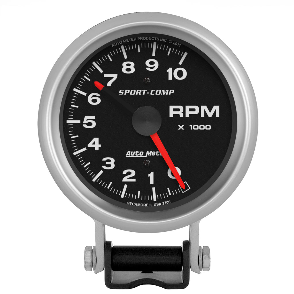 AutoMeter 3700 GAUGE, TACHOMETER, 3 3/4", 10K RPM, PEDESTAL W/ RED LINE, SPORT-COMP