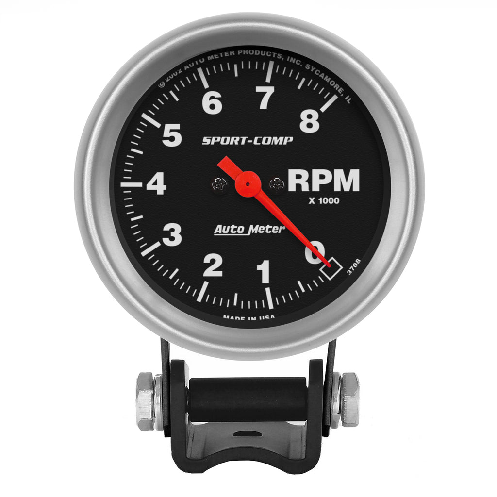 AutoMeter 3708 GAUGE, TACHOMETER, 2 5/8", 8K RPM, PEDESTAL, SPORT-COMP