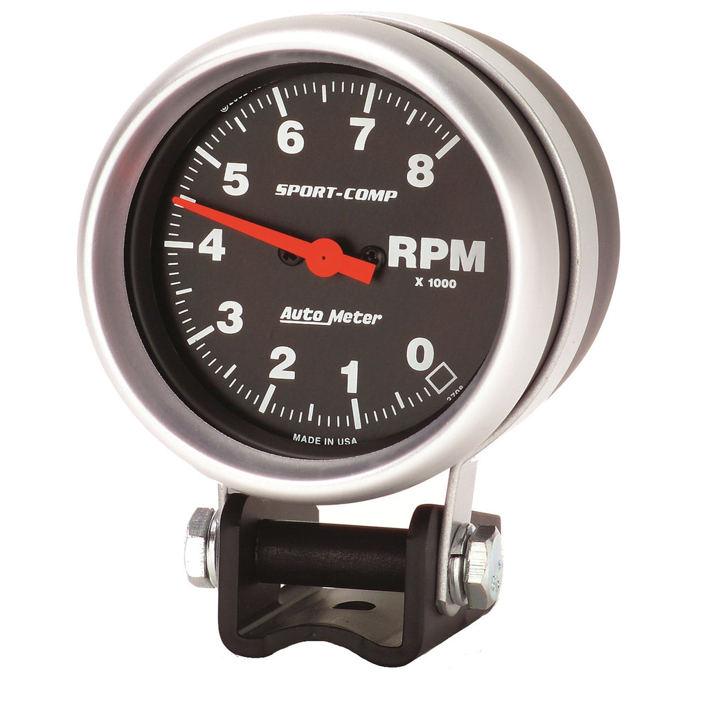 AutoMeter 3708 GAUGE, TACHOMETER, 2 5/8", 8K RPM, PEDESTAL, SPORT-COMP