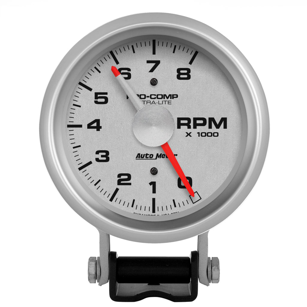 AutoMeter 3781 GAUGE, TACHOMETER, 3 3/4", 8K RPM, PEDESTAL W/ RED LINE, ULTRA-LITE
