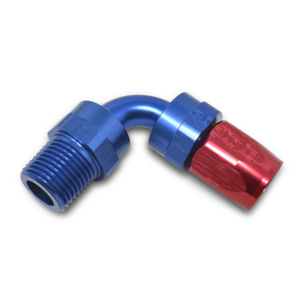 Performance--6-An-RedBlue-90-Degree-Full-Flow-Swivel-Pipe-Thread-Hose-End-(With-38In-Npt)