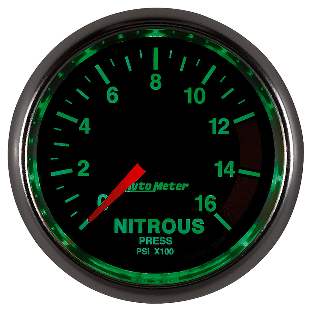 AutoMeter 3874 GAUGE, NITROUS PRESSURE, 2 1/16", 1600PSI, DIGITAL STEPPER MOTOR, GS
