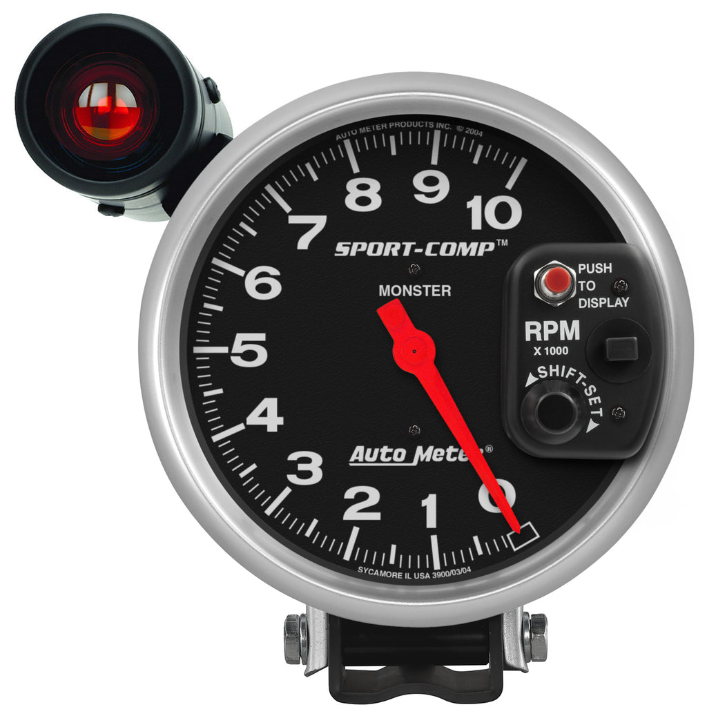 AutoMeter 3904 GAUGE, TACHOMETER, 5", 10K RPM, PEDESTAL W/ EXT. SHIFT-LITE, SPORT-COMP