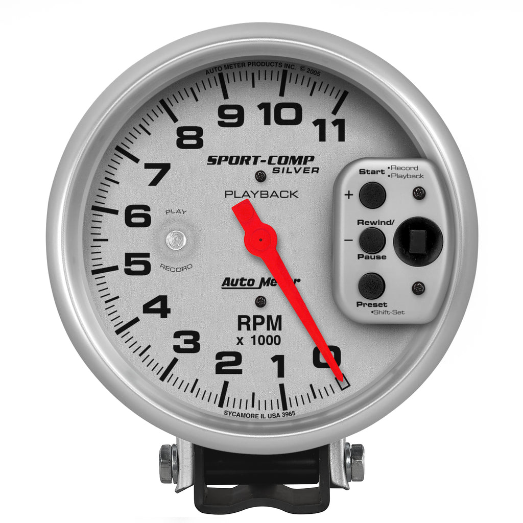 AutoMeter 3965 GAUGE, TACHOMETER, 5", 11K RPM, PEDESTAL W/ RPM PLAYBACK, ULTRA-LITE