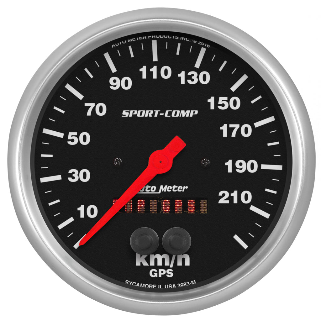 AutoMeter 3983-M GAUGE, SPEEDOMETER, 5", 225KM/H, GPS, SPORT-COMP