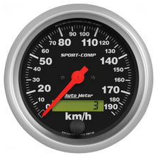 Load image into Gallery viewer, AutoMeter 3987-M GAUGE, SPEEDOMETER, 3 3/8", 190KM/H, ELEC. PROG. W/ LCD ODO, SPORT-COMP