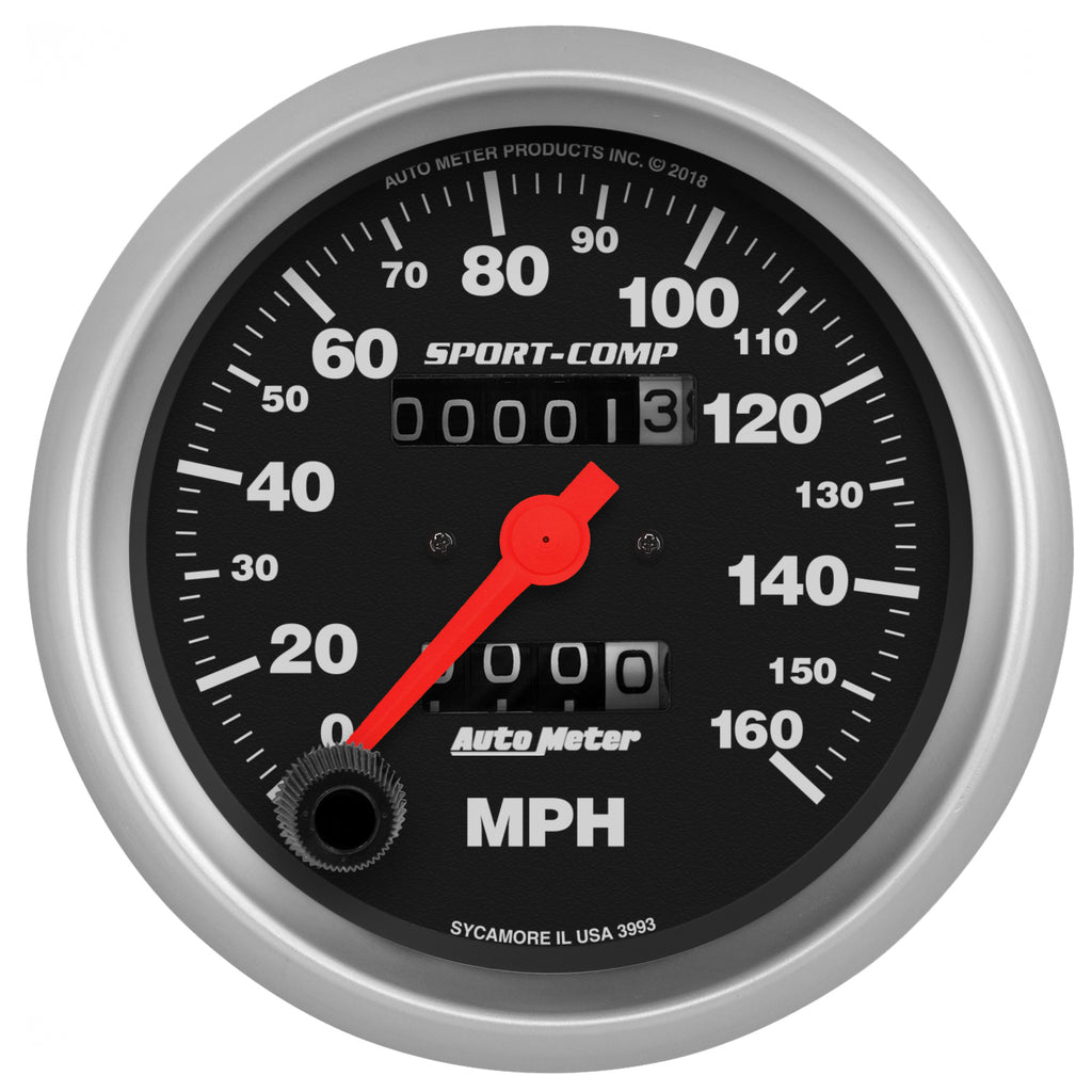 AutoMeter 3993 GAUGE, SPEEDOMETER, 3 3/8", 160MPH, MECHANICAL, SPORT-COMP