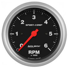 Load image into Gallery viewer, AutoMeter 3996 GAUGE, TACHOMETER, 3 3/8", 6K RPM, IN-DASH, SPORT-COMP