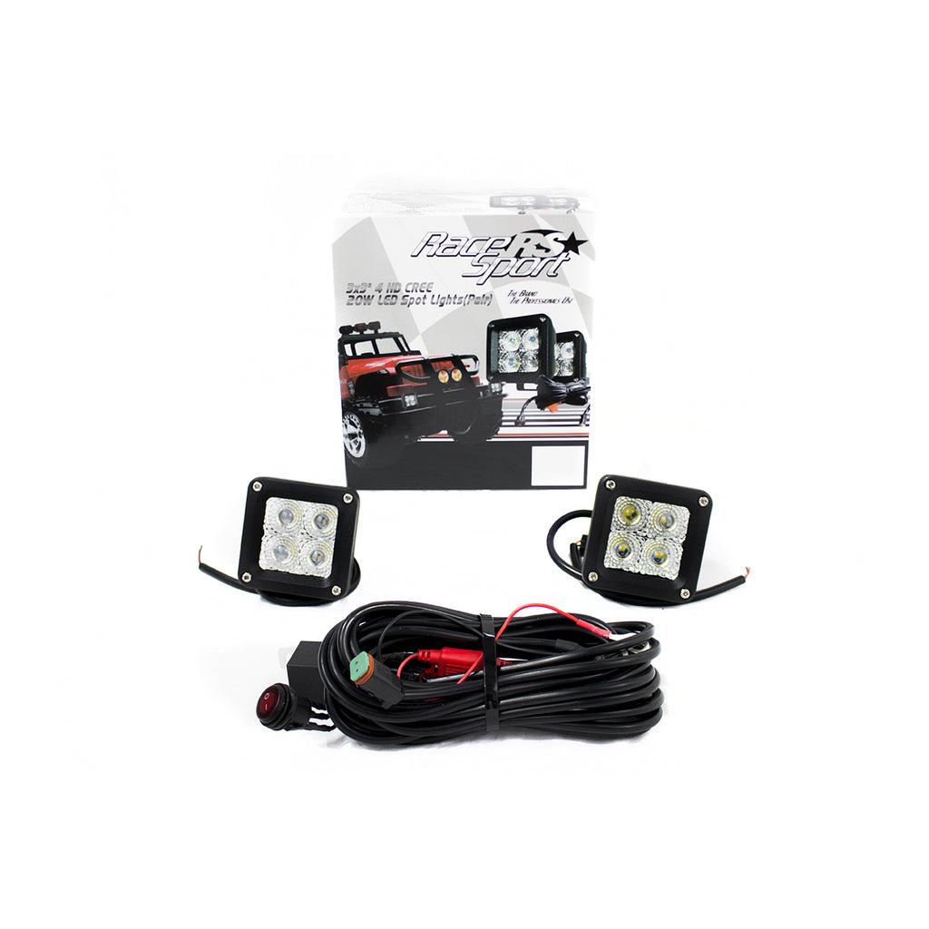 3X3in-Hd-Series-20W1,300Lm-4-Led-Cube-Spot-Lights-W-Harness-(Pair)