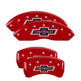 MGP 14247SBANRD Set of 4: Red finish, Silver 100 Anniversary Chevrolet