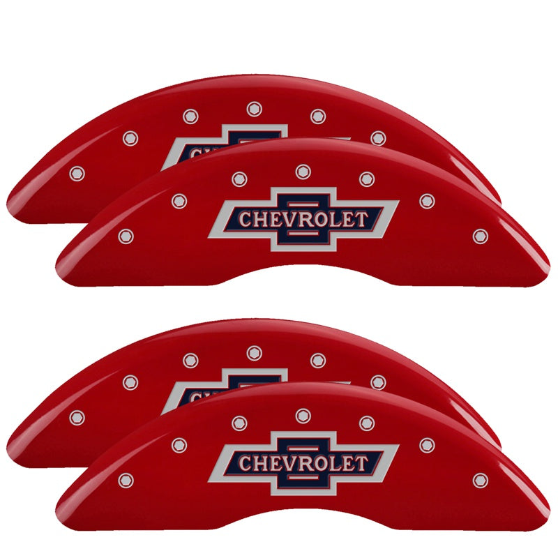 4-Caliper-Covers-Engraved-F--R-100Th-Anniv-Red-Finish-Silver-Char-2019-Chevy-Silverado-3500-Hd