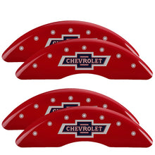 Load image into Gallery viewer, 4-Caliper-Covers-Engraved-F--R-100Th-Anniv-Red-Finish-Silver-Char-2019-Chevy-Silverado-3500-Hd