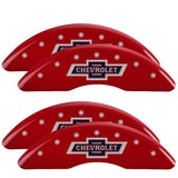 MGP 14173SBANRD Set of 4: Red finish, Silver 100 Anniversary Chevrolet
