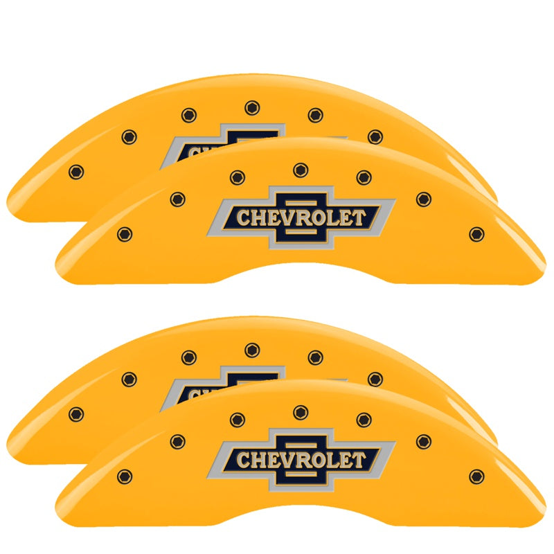 4-Caliper-Covers-Engraved-F--R-100Th-Anniv-Yellow-Finish-Black-Char-2019-Chevy-Silverado-2500Hd