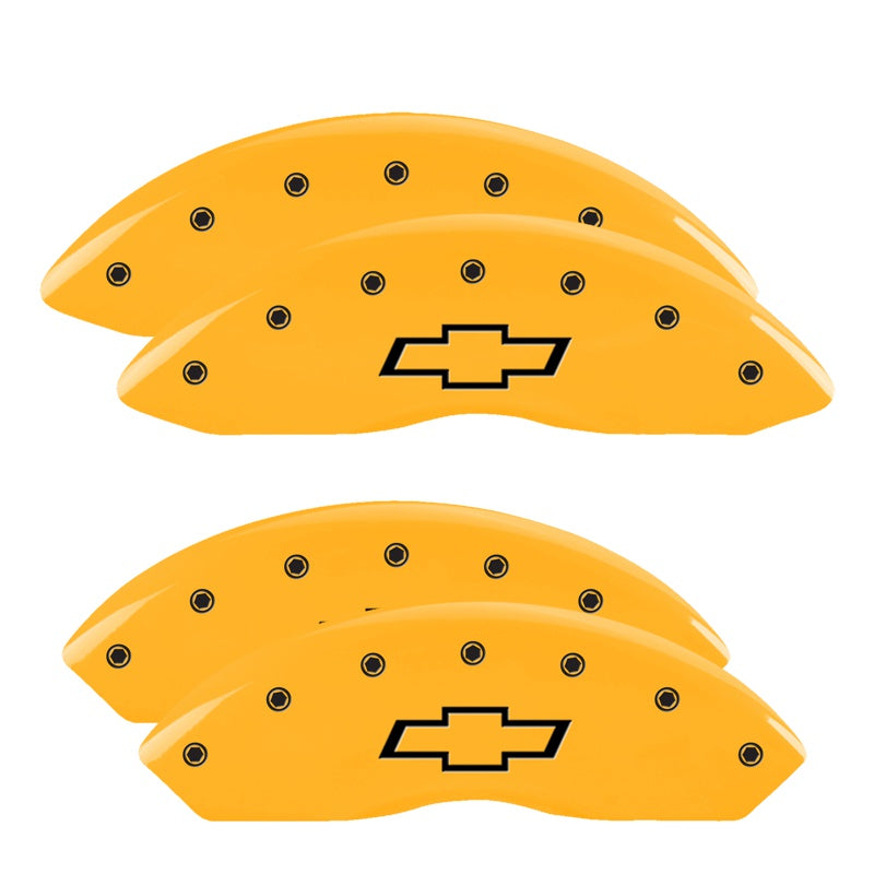 4-Caliper-Covers-Engraved-F--R-Bowtie-Yellow-Finish-Black-Char-2014-Chevrolet-Express-2500