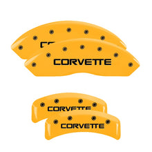 Load image into Gallery viewer, 4-Caliper-Covers-Engraved-F--R-C4Corvette-Yellow-Finish-Black-Char-1988-Chevrolet-Corvette