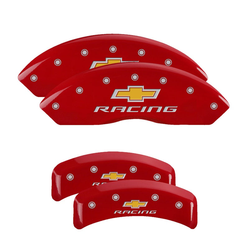 4-Caliper-Covers-Engraved-F--R-Chevy-Racing-Red-Finish-Silver-Char-1988-Chevrolet-Corvette