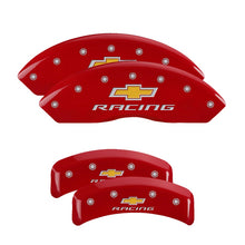 Load image into Gallery viewer, 4-Caliper-Covers-Engraved-F--R-Chevy-Racing-Red-Finish-Silver-Char-1988-Chevrolet-Corvette