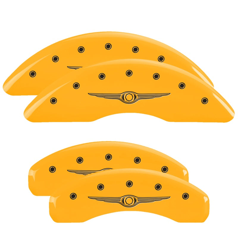 4-Caliper-Covers-Engraved-F--R-Chrysler-Wing-Yellow-Finish-Black-Char-2004-Chrysler-Pacifica