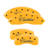 MGP 35002SCADYL Set of 4: Yellow finish, Black Cadillac (Cursive)