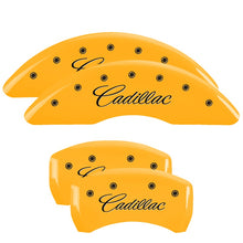 Load image into Gallery viewer, 4-Caliper-Covers-Engraved-F--R-CursiveCadillac-Yellow-Finish-Black-Char-2017-Cadillac-Ct6