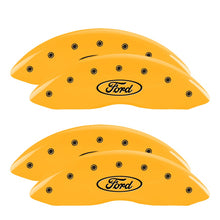 Load image into Gallery viewer, 4-Caliper-Covers-Engraved-F--R-Ford-Logo-Yellow-Finish-Black-Char-2006-Ford-F-350-Super-Duty