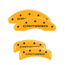 Load image into Gallery viewer, 4-Caliper-Covers-Engraved-F--R-Gen-4Camaro-Yellow-Finish-Black-Char-1997-Chevrolet-Camaro