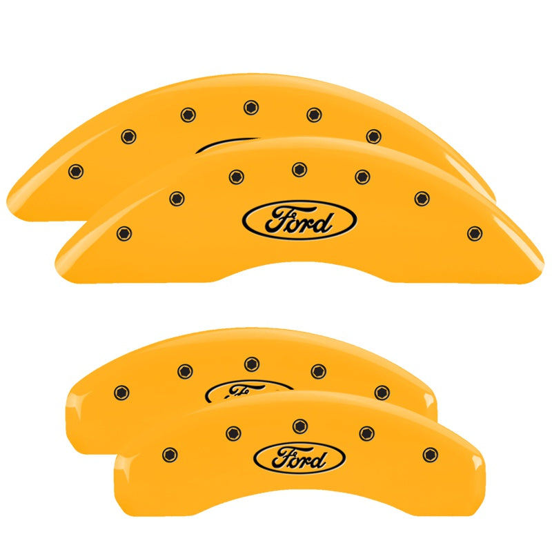 4-Caliper-Covers-Engraved-F--R-Oval-LogoFord-Yellow-Finish-Black-Char-2007-Ford-Expedition