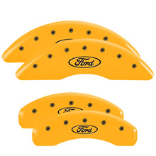 Load image into Gallery viewer, 4-Caliper-Covers-Engraved-F--R-Oval-LogoFord-Yellow-Finish-Black-Char-2007-Ford-Expedition