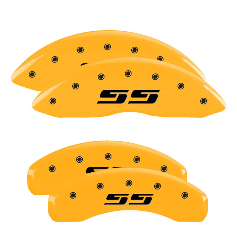 4-Caliper-Covers-Engraved-F--R-Silverado-Ss-Yellow-Finish-Black-Char-2002-Chevy-Silverado-1500
