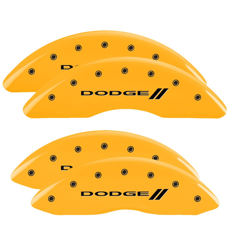 4-Caliper-Covers-Engraved-F--R-StripesDodge-Yellow-Finish-Black-Char-2010-Dodge-Ram-3500