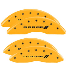 Load image into Gallery viewer, 4-Caliper-Covers-Engraved-F--R-StripesDodge-Yellow-Finish-Black-Char-2010-Dodge-Ram-3500