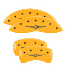 Load image into Gallery viewer, 4-Caliper-Covers-Engraved-F--R-Style-1Chrysler-Wing-Yellow-Finish-Black-Char-2005-Chrysler-300