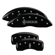 Load image into Gallery viewer, 4-Caliper-Covers-Engraved-Fr-Lincoln-Rr-Star-Logo-Blk-Finish-Silver-Char-17-Lincoln-Continental