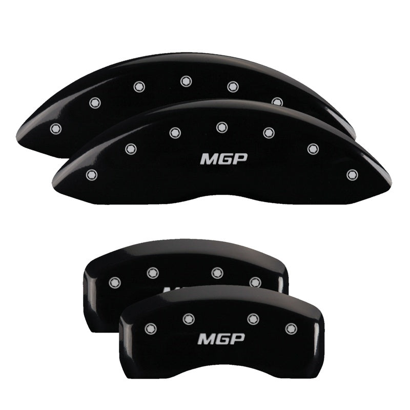 4-Caliper-Covers-Engraved-Front--Rear--Black-Finish-Silver-Ch