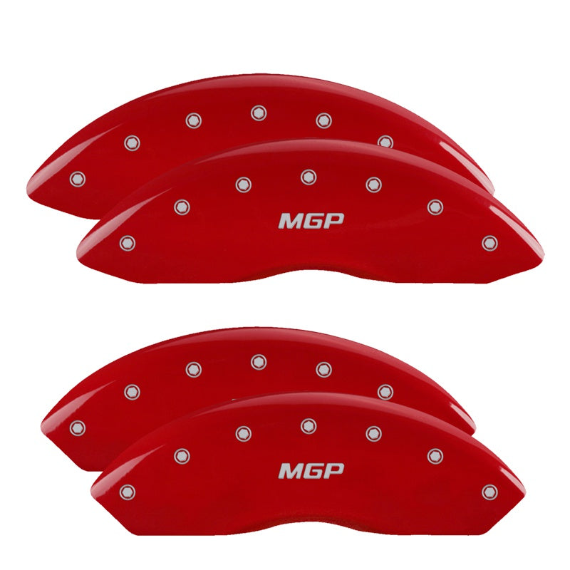 4-Caliper-Covers-Engraved-Front--Rear--Red-Finish-Silver-Char-2014-Chevrolet-Express-2500