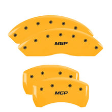 Load image into Gallery viewer, 4-Caliper-Covers-Engraved-Front--Rear--Yellow-Finish-Black-Char-2005-Ford-Mustang