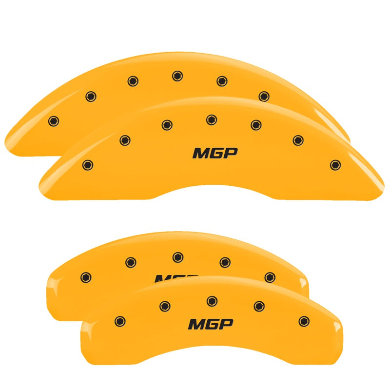 4-Caliper-Covers-Engraved-Front--Rear--Yellow-Finish-Black-Char-2009-Ford-Expedition