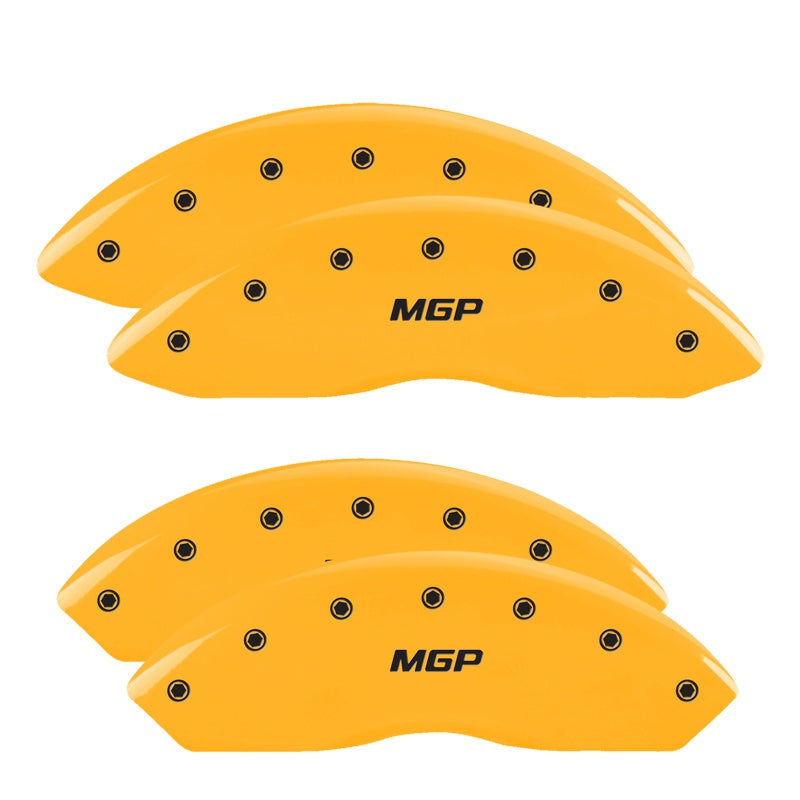 4-Caliper-Covers-Engraved-Front--Rear--Yellow-Finish-Black-Char-2011-Gmc-Savana-2500