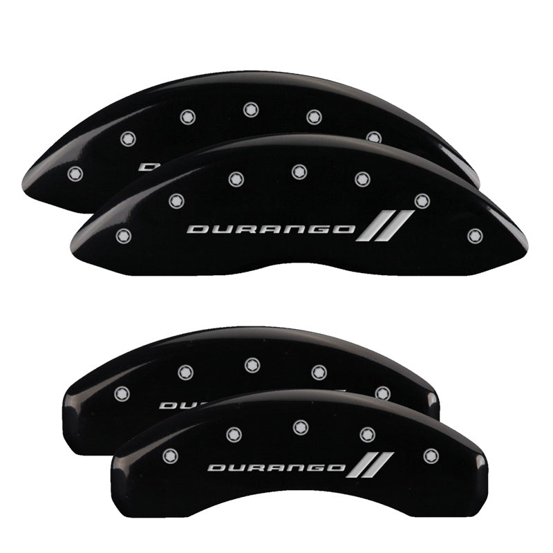 4-Caliper-Covers-Engraved-Front--Rear-11-18-Dodge-Durango-Black-Finish-Silver-Durango-Ii-Logo