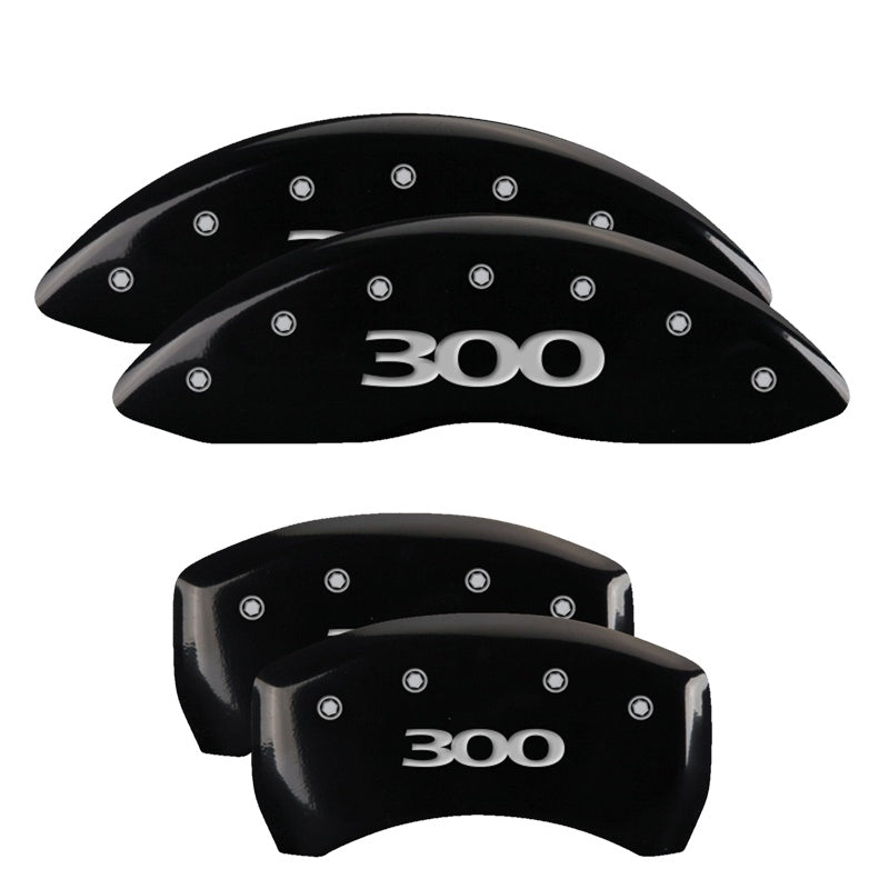 4-Caliper-Covers-Engraved-Front--Rear-300-Black-Finish-Silver-Ch