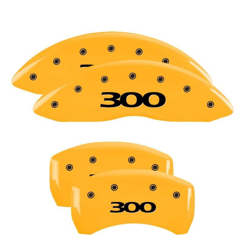 4-Caliper-Covers-Engraved-Front--Rear-300-Yellow-Finish-Black-Ch